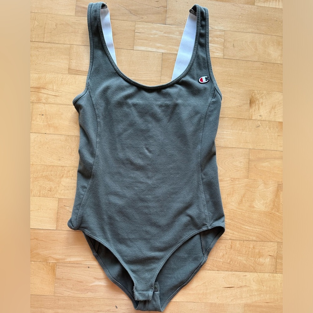 Olive Green Champion Logo Bodysuit